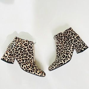Jeffrey Campbell Leopard Print Calf Hair Ankle Boots 10